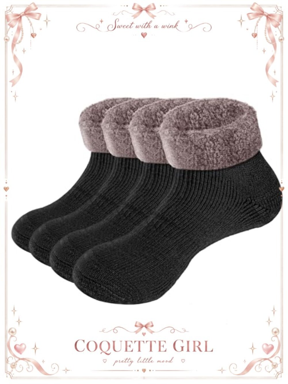 Thermal Slipper Socks Brushed Fleece Lined Non-Slip Grippers 2 Pairs